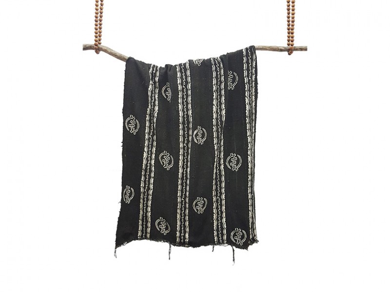 Authentic African Mud Cloth Throw - Black and White
